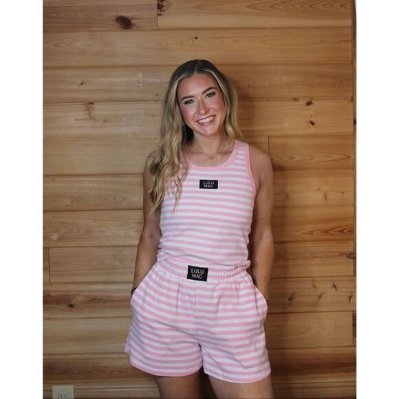 Lulu Mac Pink Stripe Set- Shorts & Tank Top - Picture 3 of 3